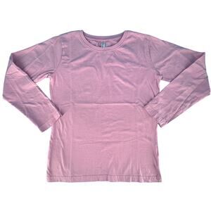 LAT Long Sleeve Crew Neck Tee Shirt Top Ladies Small Pink 100% Cotton